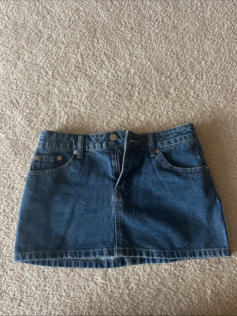 Edikted Dark Blue Denim Mini Skirt